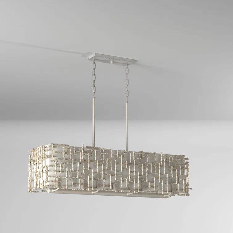 -Eight Light Linear Oval Chandelier In Transitional Style-24.25 Inches Wide By 23.75 Inches Tall-Silver Leaf Finish Fredrick Ramond Lighting