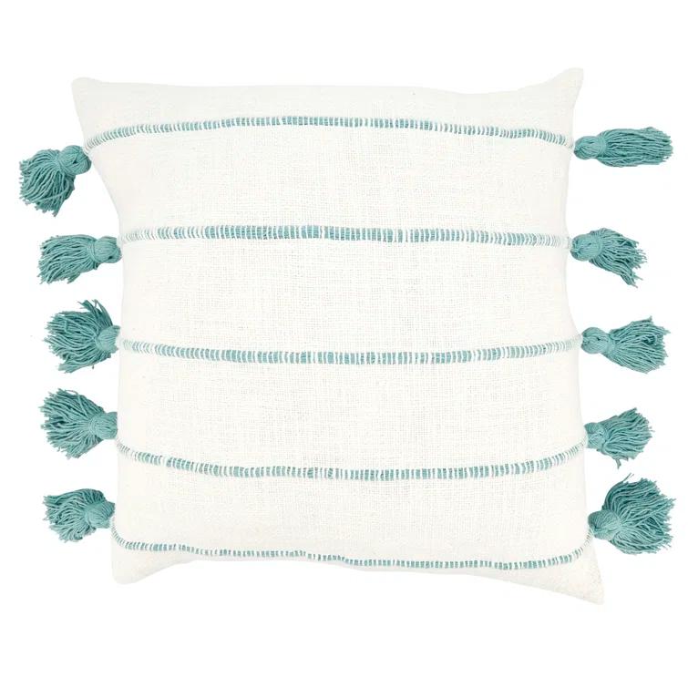 Saro Atarah Collection Striped Cotton Throw Pillow