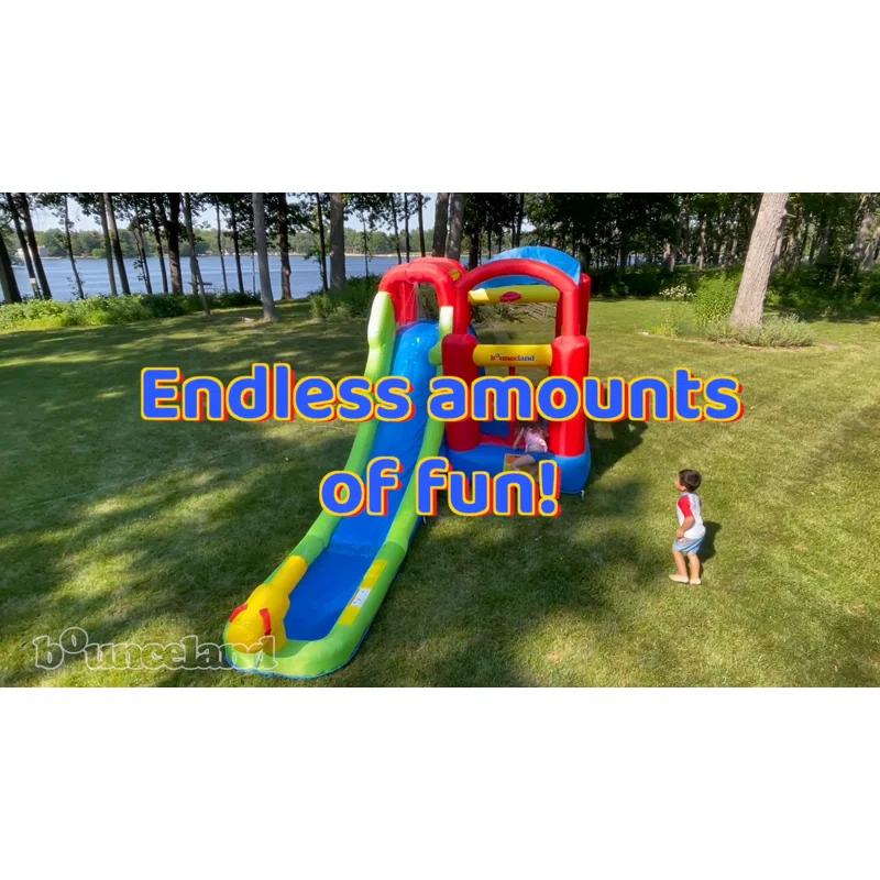Bounceland Inflatable 8.5' x 17.5' Bounce House Water Slide and Air Blower