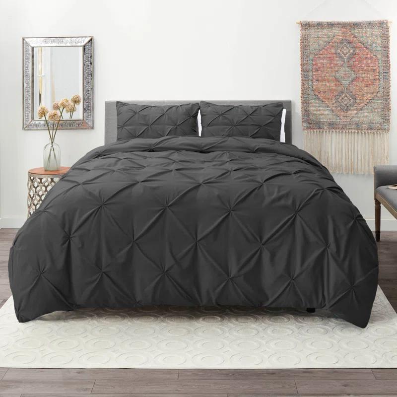 Nestl Double Brushed Pleated Duvet Cover Set
