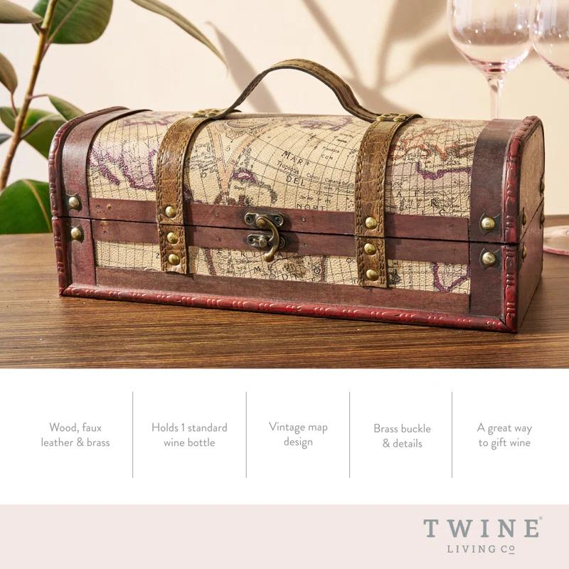 Twine Twine Chateau Bottle Old World Map Wine Box