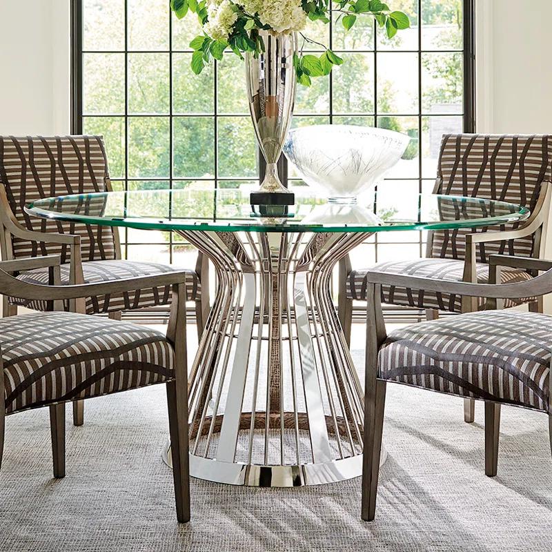 Lexington Ariana Riviera Stainless Dining Table with Glass Top