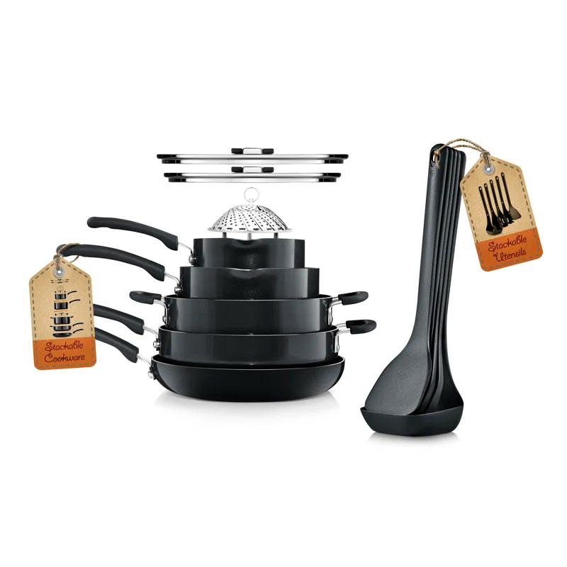 NutriChef 17 - Piece Non-Stick Aluminum Cookware Set