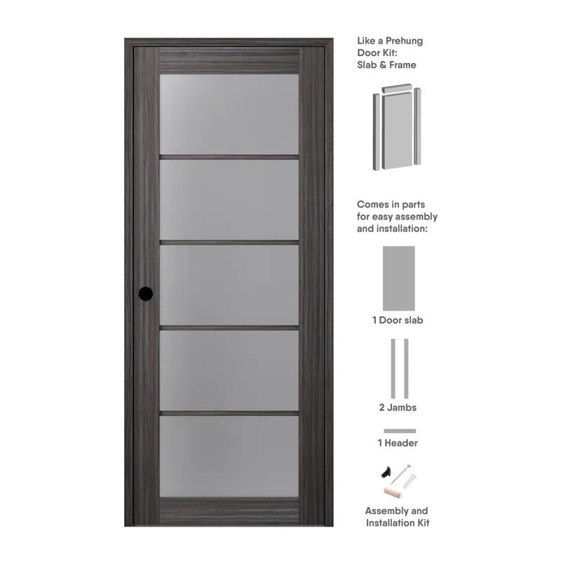 Palladio 5 Lite DIY-Friednly Manufactured Wood and Glass Single Prehung Interior Door