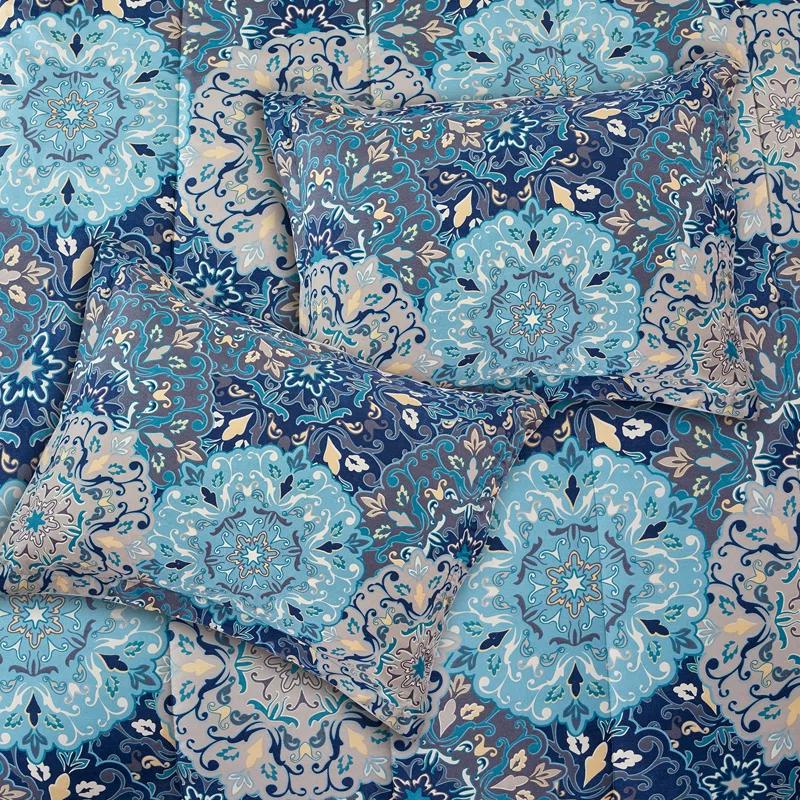 Modern Threads Modern Threads - Granada Collection Comforter Set - Reversible Microfiber - Elegant Printed 8-Piece Bed Set - Includes Comforter, Sheets, Shams, & Pillow - Luxurious Bedding