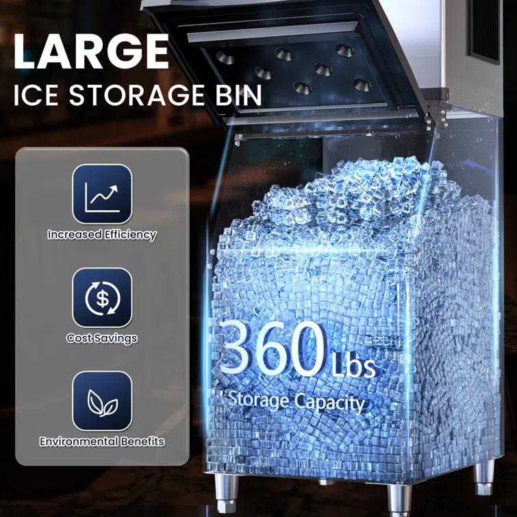 Coolake Commercial Ice Maker Machine 450lbs With 360lb Large Storage, 22 Inch Full Cube Air Cooled Stainless Steel Freestanding Ice Machine For Restaurant Church Hotel, Doe Etl Listed & Reviews | Wayfair