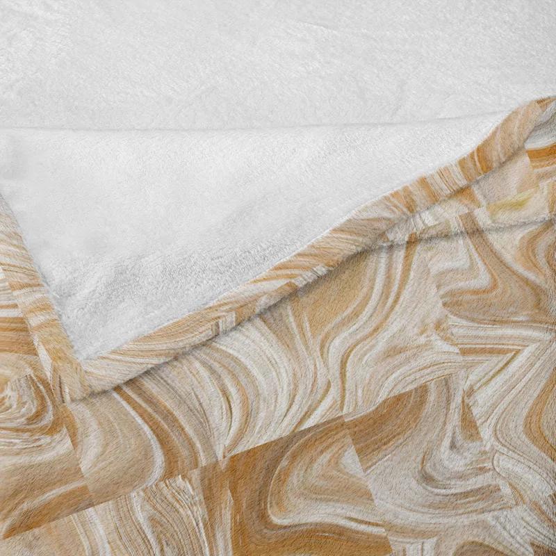 Ambesonne Brown Fleece Throw Blanket Vintage Marble Effect Tan Cream | Wayfair