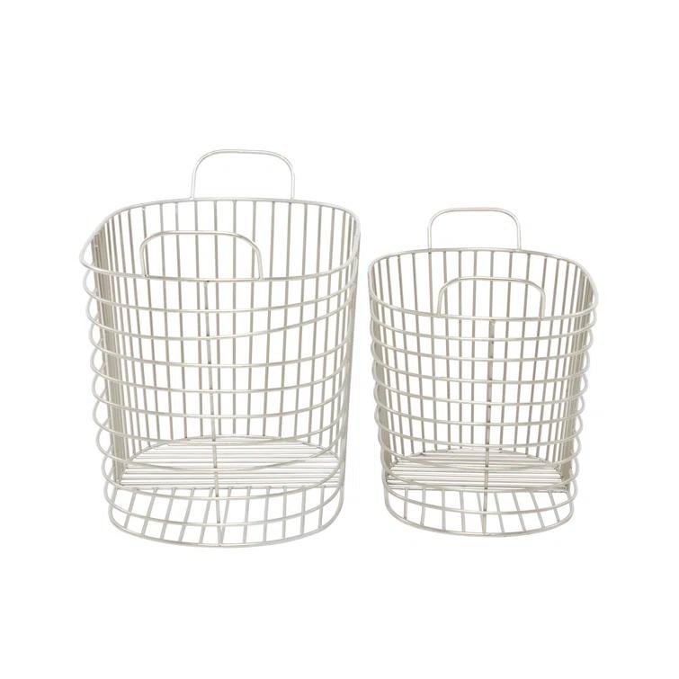Abbie Metal Basket With Handles - Set of 2