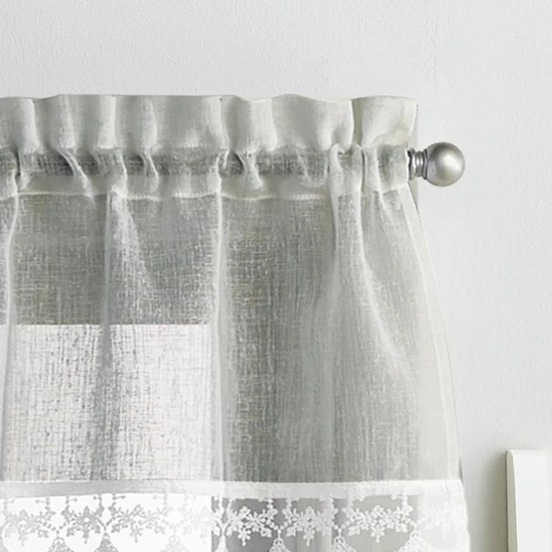 Rosalind Wheeler Juniata Tailored 55'' W Kitchen Curtain in Gray (Set of 3)