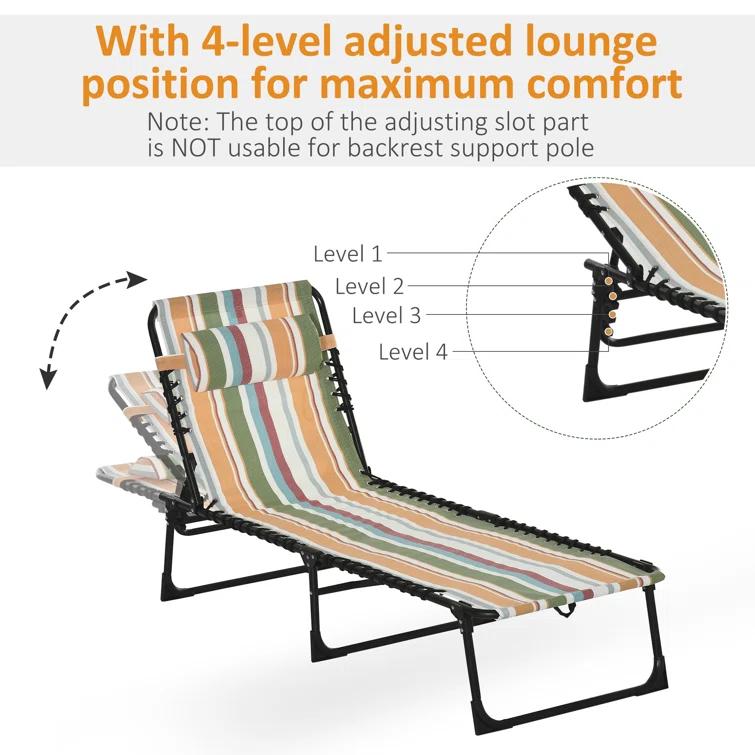 Sol 72 Outdoor™ Sherlyn 4-Level Adjustable Folding Beach Bed Reclining Lounger Cot Lightweight Portable Camping Hiking Backyard Outdoor Recliner Seat