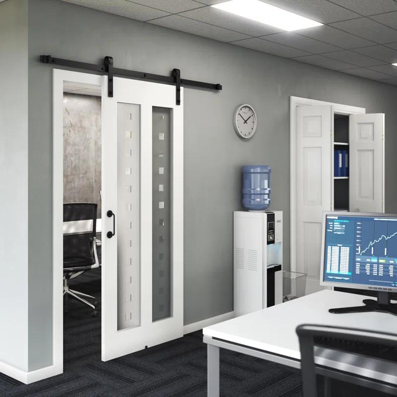 EightDoors 72-in. Matte Black Barn Door Hardware Kit