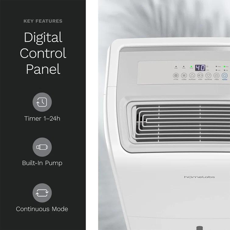 hOmeLabs hOmeLabs 4,000 Sq. Ft Energy Star Dehumidifier with Pump – Ideal for Bedrooms and Laundry Rooms