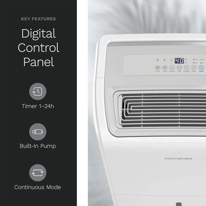 hOmeLabs hOmeLabs 4,000 Sq. Ft Energy Star Dehumidifier with Pump – Ideal for Bedrooms and Laundry Rooms