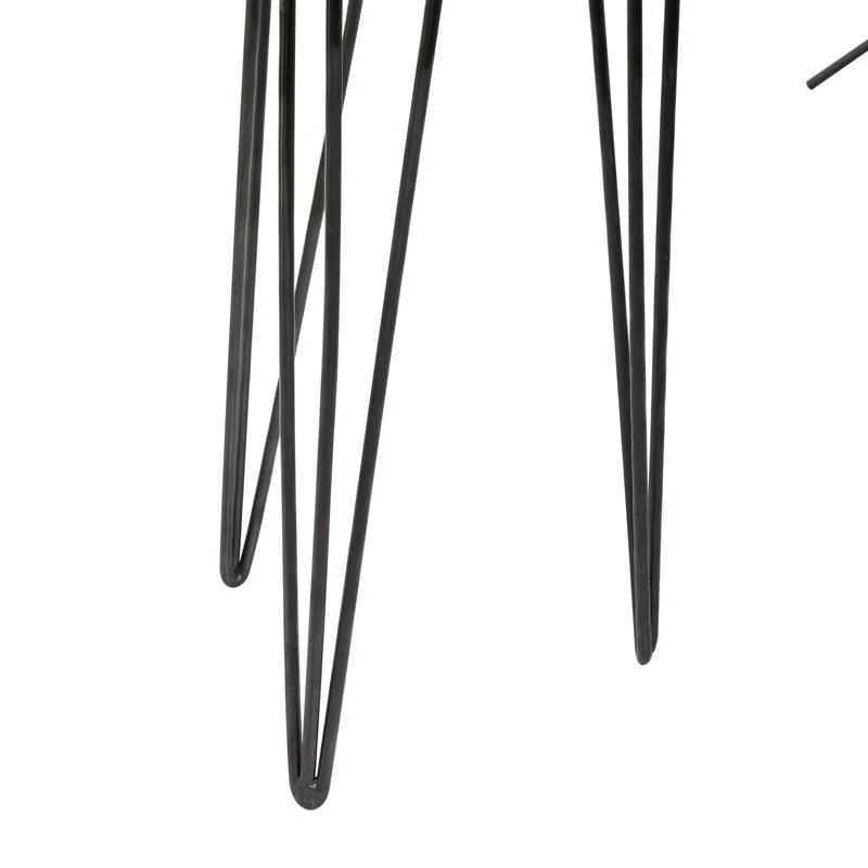 Union Rustic Villalpando Wooden Side End Brown Accent Table with Black Metal Hairpin Legs