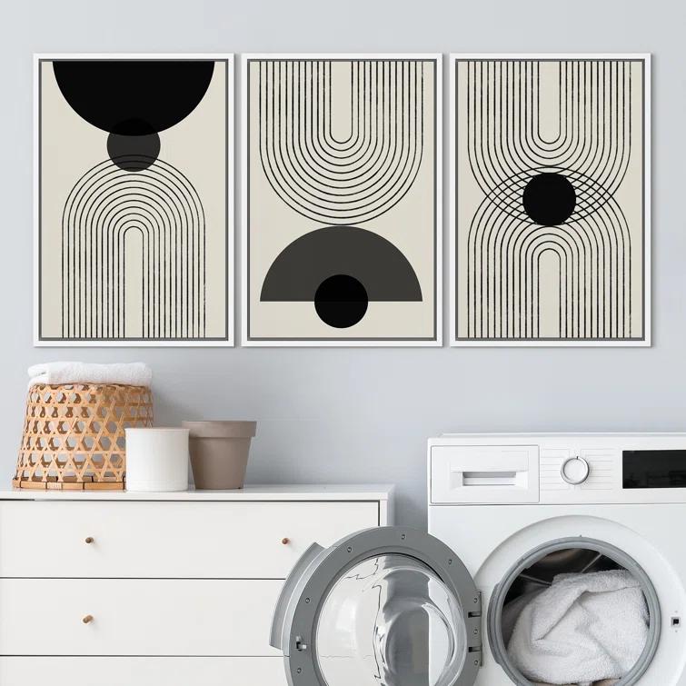 SIGNLEADER Mid-Century Modern Black And White Minimalist Abstract Home Decor Framed Wall Art Work Canvas Print