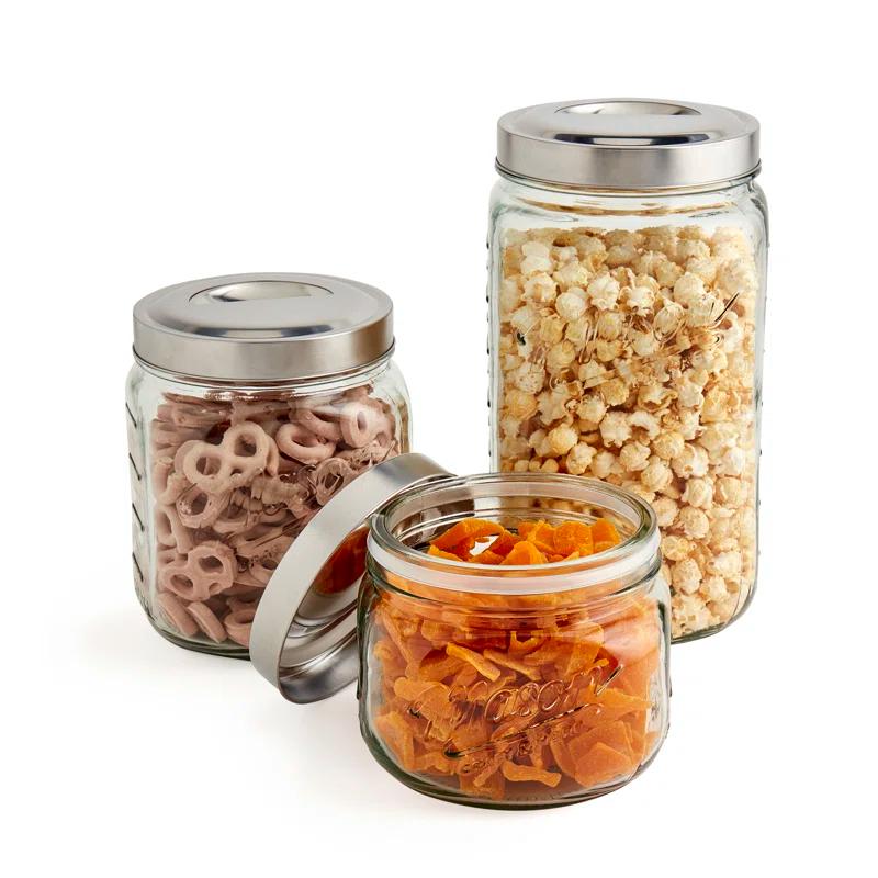 Mason Craft & More Vintage Storage Jars Glass Canister - Set of 3