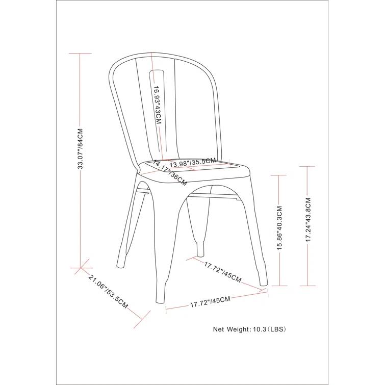 Simpli Home Fletcher Industrial Iron Dining Chair with Stackable Design and Protective Rubber Caps (Set of 2) (Set of 2)