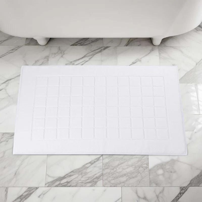 Nora Cotton Terry Solid Absorbent Thick Checkered Washable Bath Mat Set Of 2