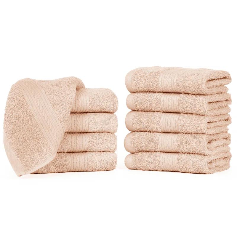 Ample Decor 100% Cotton Washcloth 12 x 12 Inch Highly Absorbent (Set of 10)