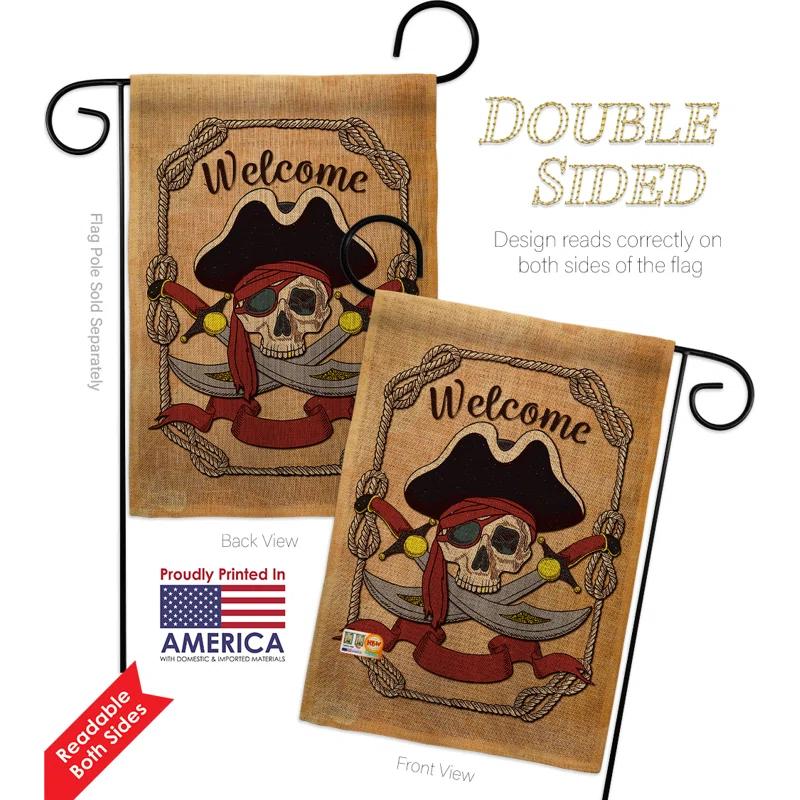 Breeze Decor Double Sided 18.5'' H x 13'' W Burlap Flag Set