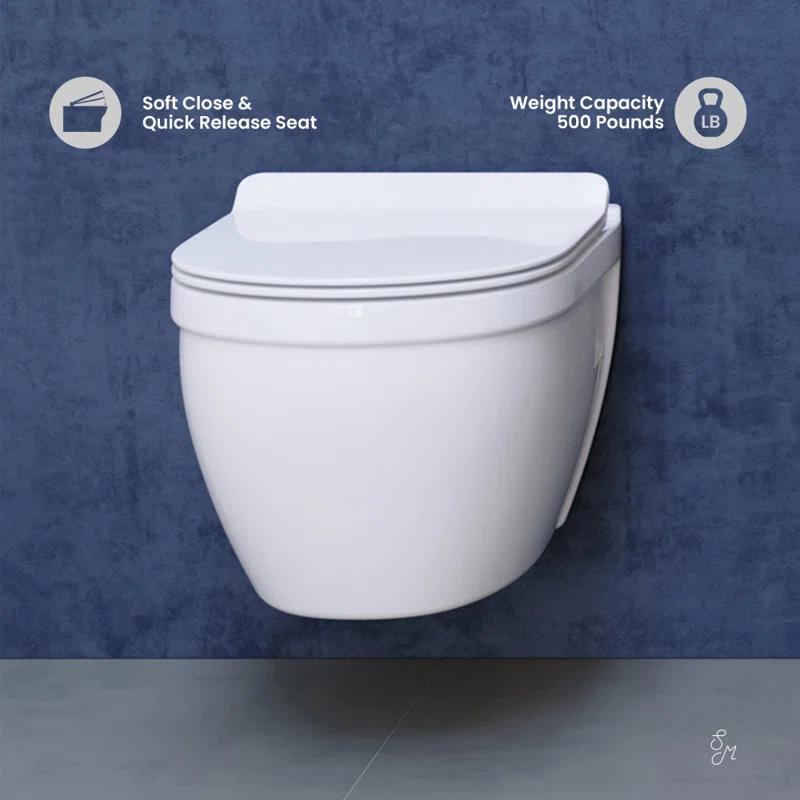 Swiss Madison SM-WT0901GW Ivy Wall-Hung Toilet Bundle 0.8/1.6 GPF Dual Flush With Flush Plate