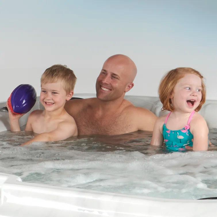 Aqualife® by Strong Spas® Grand Banks 6-Person 81-Jet Non-Lounger Hot Tub Spa with 3 Pumps, LED Lighting, Stainless Steel Heater and Ozonator, Insulated Cover Included and Steps Included