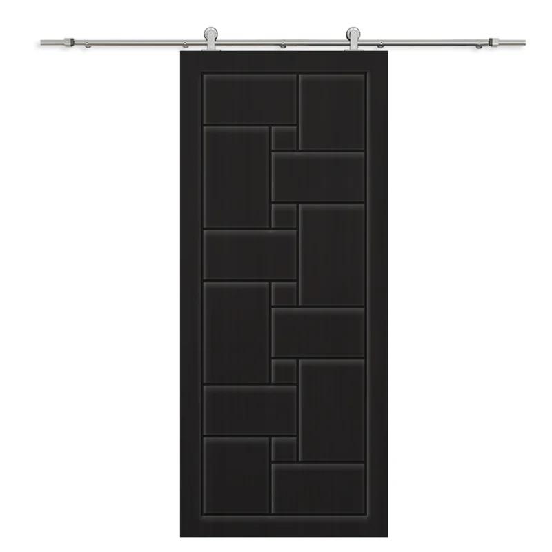 Calhome Paneled Manufactured Wood And Metal Barn Door With Installation Hardware Kit