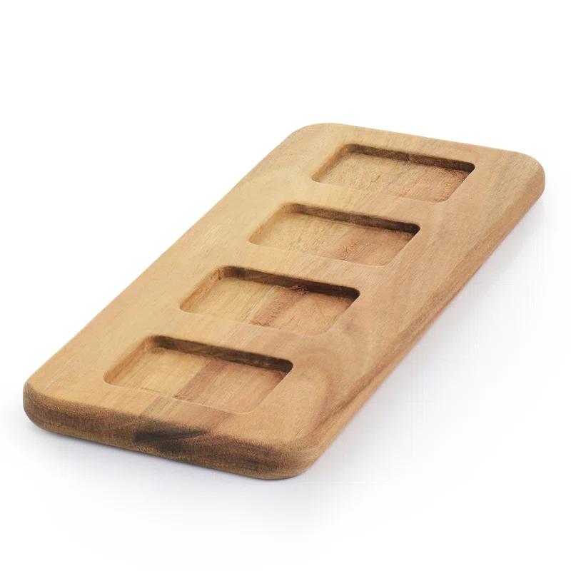 Gibson Elite Gibson Elite Gracious Dining 5 Piece Fine Ceramic Tidbit Dish Set With Acacia Wood Base