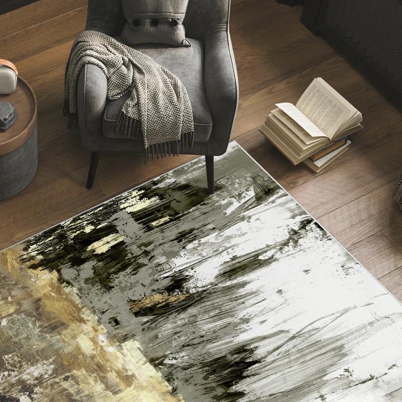 Empire Art Direct Modern City Scape Reflection II Washable Area Rug, Heavenly Softness with Non-Slipping Backing