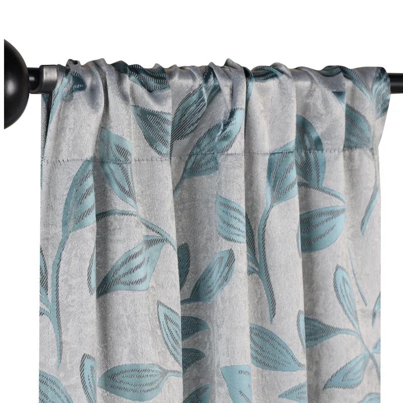 Modern Bohemian Leaves Polyester Machine Washable Room Darkening Blackout Curtains by Superior (Set of 2)
