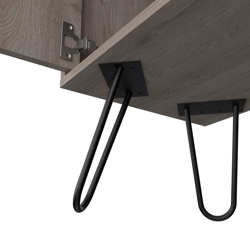 George Oliver Zamna L Bar Single Door Cabinet with Eight Wine Cubbies and Four Legs