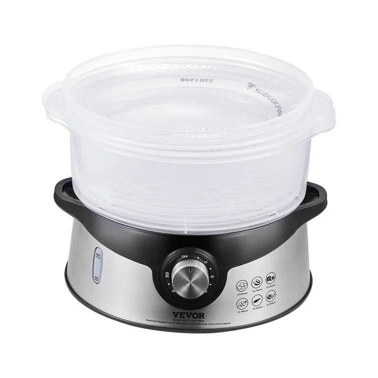 VEVOR VEVOR 9.5Qt Electric Food Steamer 3-Tier Vegetable Steamer & 60 Min Timer 800W