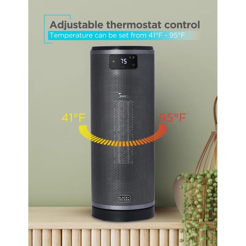 BLACK+DECKER BLACK+DECKER Ceramic Oscillating Tower Heater with Remote Control, Space Heater with Digital LED Display, Black