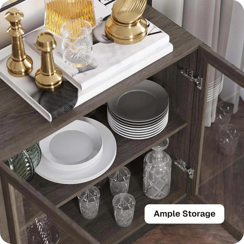 NEUTRALPOSTURE Sideboard Buffet Cabinet, Modern Wood Glass-Buffet-Sideboard With Storage, Console Table For Kitchen, Dining Room, Living Room, Hallway, Or Entrance - Brixston