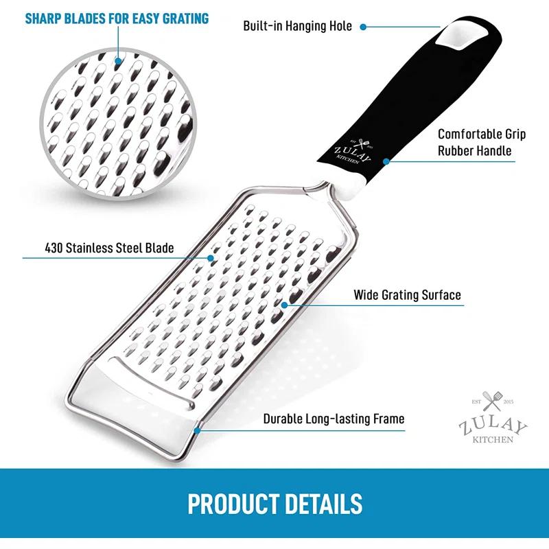 Zulay Kitchen Zulay Kitchen Professional Stainless Steel Flat Handheld Cheese Grater