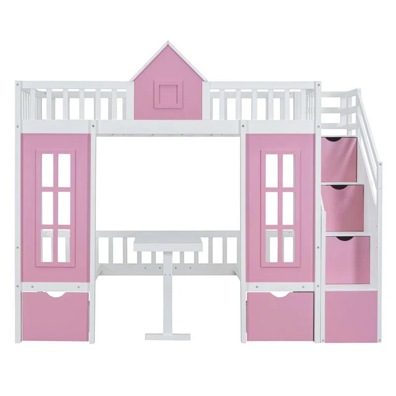 Galibens Bunk Bed With Changeable Table, Bunk Bed Turn Into Upper Bed And Down Desk