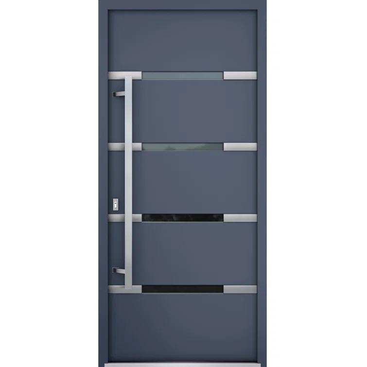 VDomDoors Deux Gray Exterior Metal Prehung Front Entry Doors