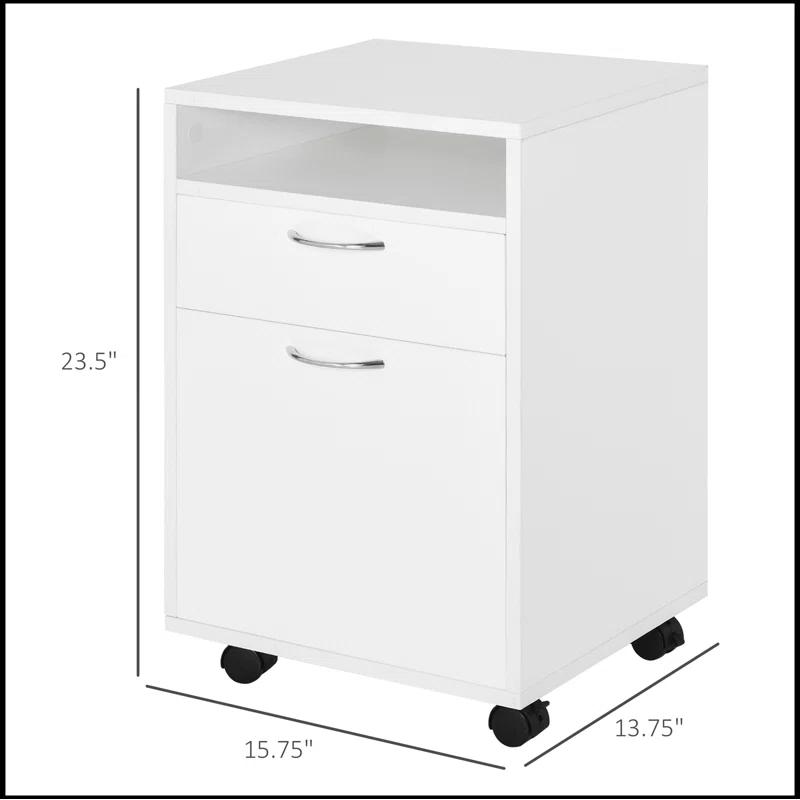 Latitude Run® Mobile Storage Cabinet Organizer with Drawer and Cabinet, Printer Stand with Castors