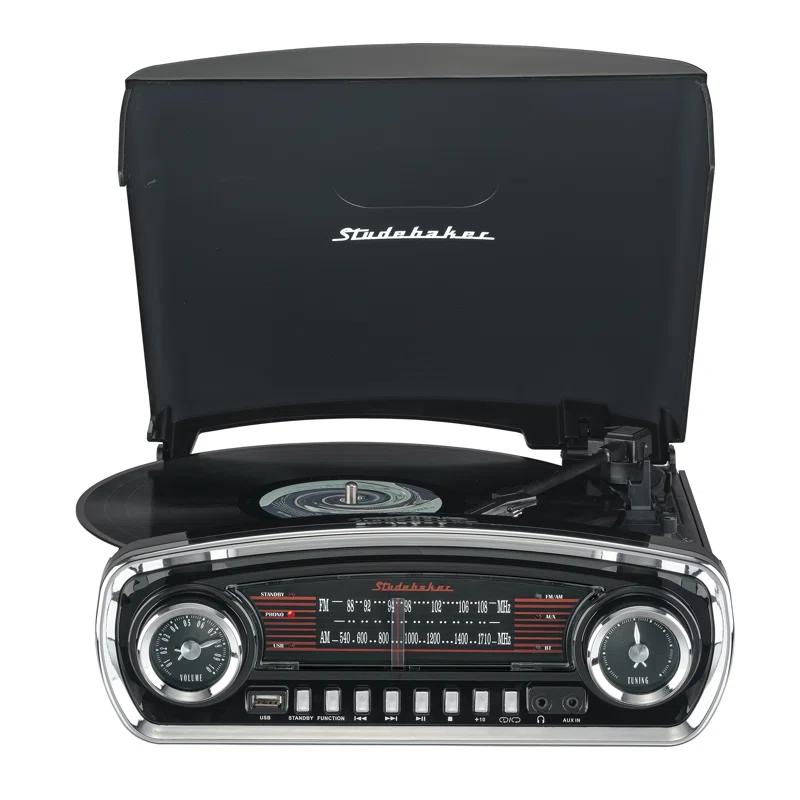 Studebaker Portable 3 - Speed Turntable Decorative Record Player with Bluetooth