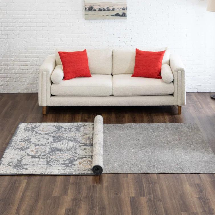 Karastan 2'x4' Scatter Reversible Pet Proof Rug Pad Gray: Skid-Resistant Rectangle Carpet Pad, Polyester, 24"x48"
