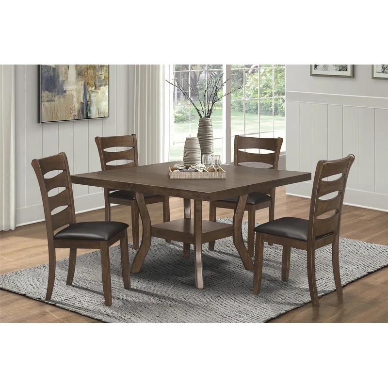Red Barrel Studio® Transitional Dining Table with Lower Display Shelf and Extension Leaf for Dining Room & Reviews | Wayfair