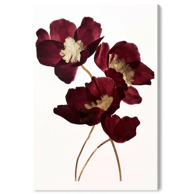 Art Remedy Art Remedy Wine Flowers Framed Floral Fine 1 Piece Canvas Wall Art 57114