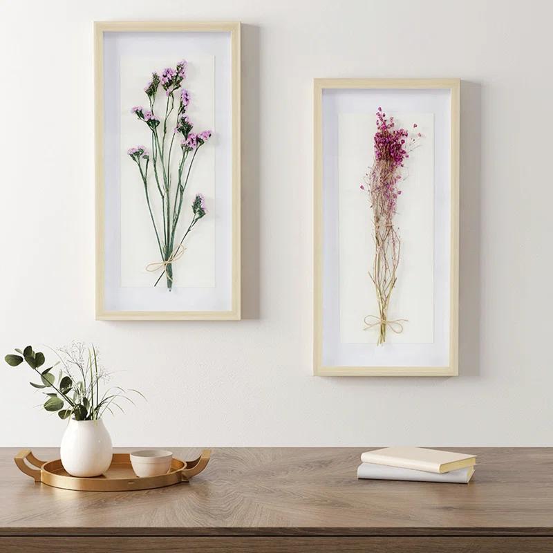 Dried Flower 2-Piece Shadow Box Wall Decor Set
