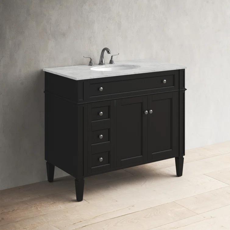 Rivers 40" Free-Standing Single Bathroom Vanity Set with Marble Vanity Top