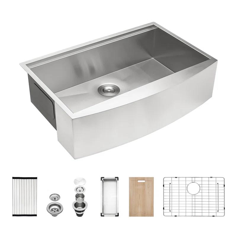 36'' L Farmhouse / Apron Single Bowl Stainless Steel Kitchen Sink