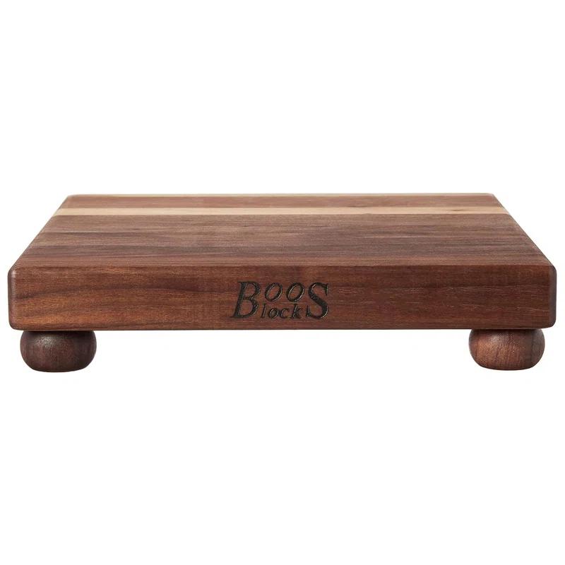 John Boos Gift 1.5" Edge Grain Walnut 12" Square Cutting Board with Wood Feet