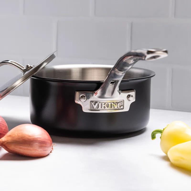 Viking Viking 12pc Cast Black 3-Ply Stainess Steel Cookware Set with Metal Lids