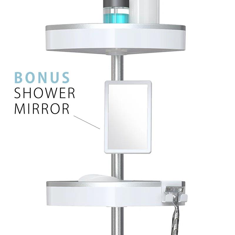 Better Living Products HiRISE 4 Tension Shower Caddy w/Mirror
