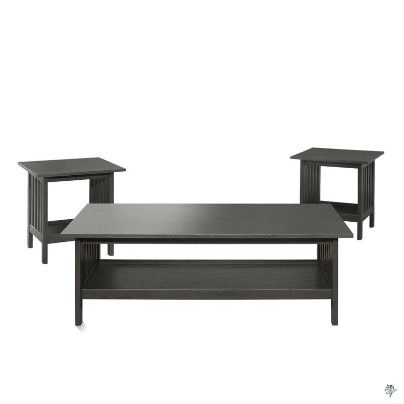 Red Barrel Studio® Classic Style Coffee Table And Two End Table Set Antique Gray Finish 3Pc Occasional Table Set Wooden Transitional Living Room Furniture (Set of 3)