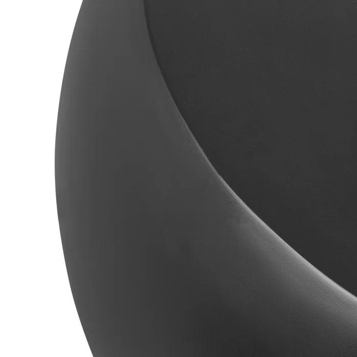 Round Ivory Concrete Outdoor Coffee Table with Storage